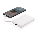 Vrecková powerbanka 5 000 mAh s integrovaným káblom, biela