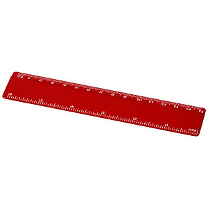 15 cm pravítko z recyklovaného plastu, červené
