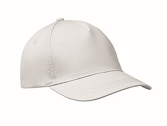 5 panelová baseballová čepice, bílá