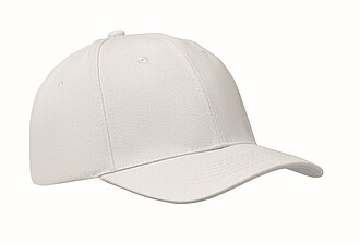 6 panelová baseballová čepice, bílá