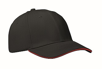 6 panelová baseballová čepice, černá/červená