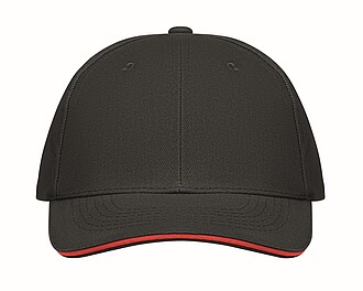 6 panelová baseballová čepice, černá/červená