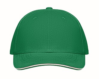 6 panelová baseballová čepice, zelená