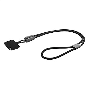 60W kabel na mobilní telefon RPET s poutkem, černá