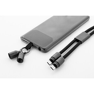 60W kabel na mobilní telefon RPET s poutkem, černá