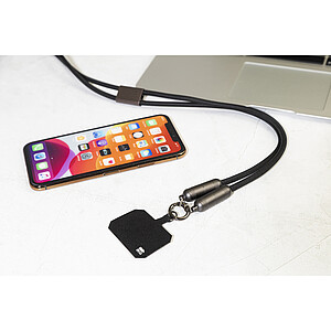 60W kabel na mobilní telefon RPET s poutkem, černá