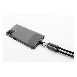 60W kabel na mobilní telefon RPET s poutkem, černá