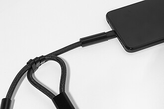 60W RPET kabel s náramkem na mobil, černá