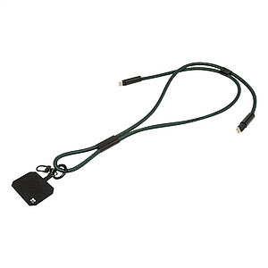 60W RPET kabel se šňůrkou na mobil, tmavě zelená