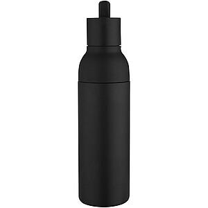 650ml recyklovaná dvoustěnná nerezová láhev na vodu RCS Illuminate se sadou 3 víček, černá