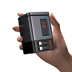 Adaptér 105W se svinovacím kabelem, šedá