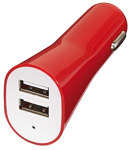 Adaptér do autozapalovače, 2 USB vstupy, červený - reklamní předměty