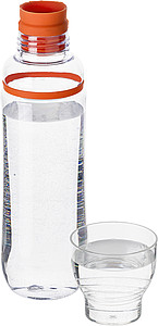 ADOFO Průhledná plastová láhev na pití 750 ml s kelímkem, zelený uzávěr