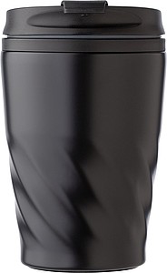 AKLAVIK Termohrnček s viečkom, kombinácia nerez, plast, 325ml, čierny