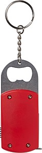 ALEXEJ Přívěšek na klíče s otvírákem, 1 LED a metrem, červená - otvírák s vlastním potiskem