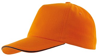 AMANAS Pětipanelová čepice s bílým sendwichem, oranžová