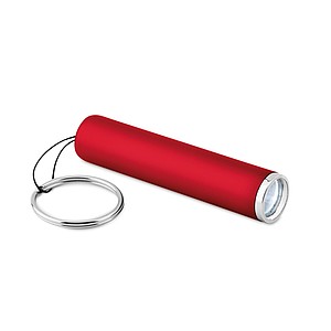 ARENTA Baterka s povrchom z ABS, LED svetlom a krúžkom na kľúče, červená