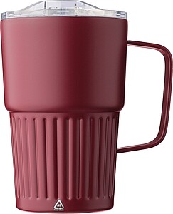 ARIOS Dvoustěnný cestovní termohrnek z recyklované nerezové oceli 450 ml, vínová