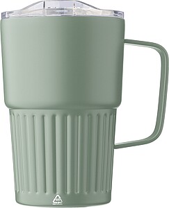 ARIOS Dvoustěnný cestovní termohrnek z recyklované nerezové oceli 450 ml, zelená