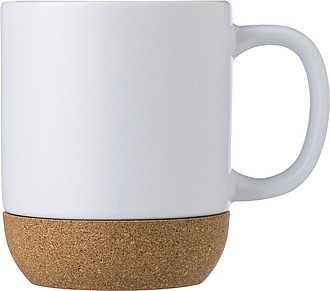 AUGUSTIN Keramický hrnek, 300 ml, s korkovým dnem, bílá