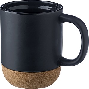 AUGUSTIN Keramický hrnek s korkovým dnem, 300 ml, černá