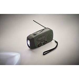 AUSELO Přenosné rádio s LED svítilnou, tmavě zelená