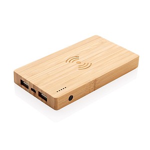 Bambusová bezdrátová powerbanka 4 000 mAh 5W, hnědá
