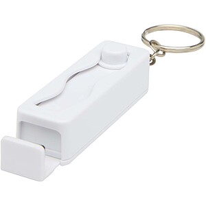 Bambusový stojan na telefon s antistresovou hračkou z recyklovaného plastu, bílá