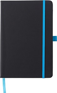 BARTAMUR Zápisník A5 s tvrdými černými deskami a barevnou gumičkou, světle modrý - reklamní zápisník