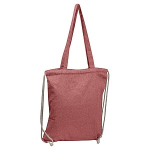 BAVLNA Bavlněná nákupní taška z recyklované bavlny se stahovacími šňůrkami, červená - ekologické reklamní předměty