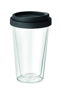 BELO Dvojstenný sklenený hrnček so silikónovým viečkom, 350 ml