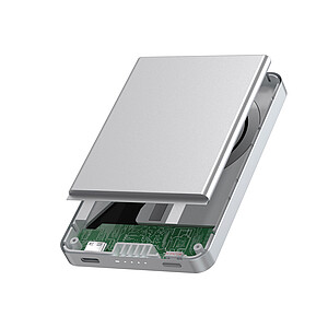 Bezdrátová magnetická powerbanka Urban Vitamin Marin 5000mAh, stříbrná