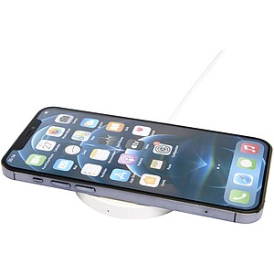 Bezdrátová nabíjecí podložka o výkonu 15 W z recyklovaného plastu, bílá