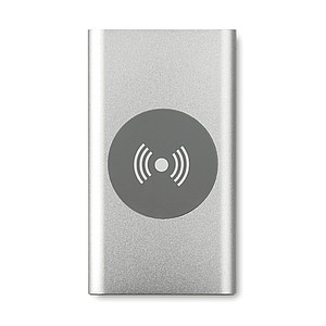 Bezdrátová nabíjecí powerbanka 4000 mAh z hliníku, stříbrná