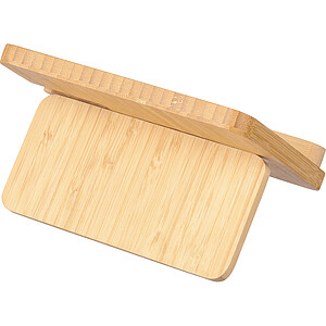 Bezdrátová nabíječka 3v1 z bambusu, hnědá