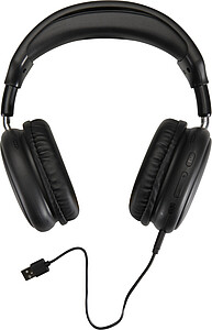 Bezdrátová sluchátka přes hlavu z recyklovaného plastu, černá