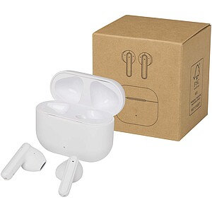 Bezdrátová sluchátka z recyklovaného plastu, bílá