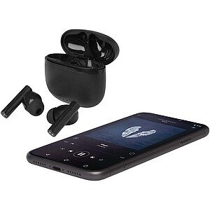 Bezdrátová sluchátka z recyklovaného plastu se silikonovými špunty, černá