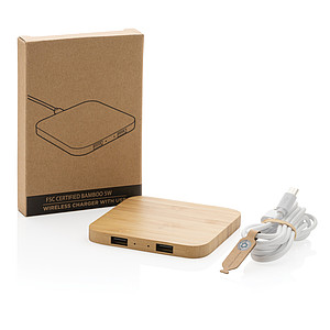 Bezdrôtová nabíjačka 5W s USB z FSC® bambusu