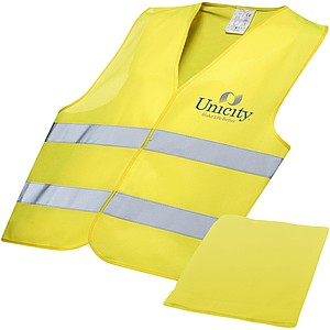 Bezpečnostná vesta v obale, fluorescenčná žltá