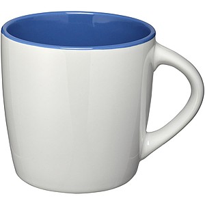 Biely keramický hrnček s farebným vnútrom, objem 340 ml, biela/svetlá kráľovská modrá