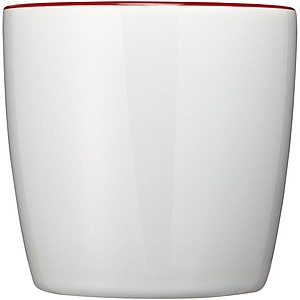 Biely keramický hrnček s farebným vnútrom, objem 340 ml, biela/tmavo červená
