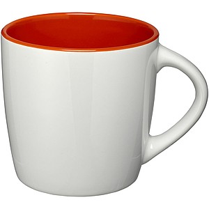 Biely keramický hrnček s farebným vnútrom, objem 340 ml, biela/tmavo oranžová