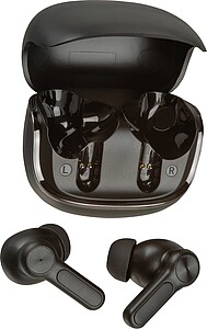 Bluetooth sluchátka s nabíjecím pouzdrem, černá