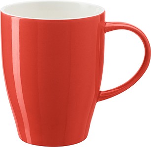 BONE Porcelánový hrnček s bielym vnútrom, objem 350 ml, červený