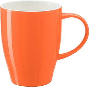 BONE Porcelánový hrnček s bielym vnútrom, objem 350 ml, oranžový