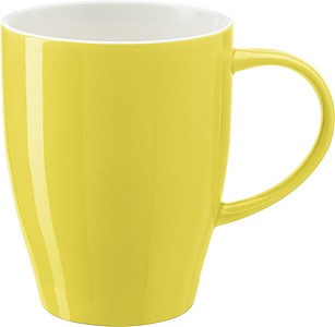 BONE Porcelánový hrnček s bielym vnútrom, objem 350 ml, žltý