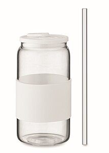 Borosilikátová sklenice 550ml s br, bílá