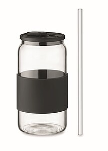Borosilikátová sklenice 550ml s br, černá