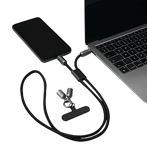 BOVALINO Multifunkčný 65W nabíjací a dátový kábel, čierna/sivá